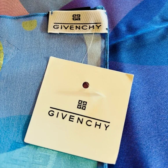 GIVENCHY Colorful 100% Silk Scarf - Picture 5 of 6